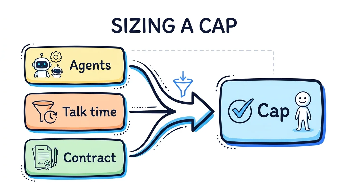 call capping sizing shown as agents, talk time and contract feeding one cap number