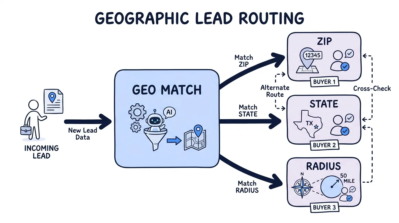 Geographic Lead Routing: Route Leads by Zip, State, and Radius - Lead Distro AI