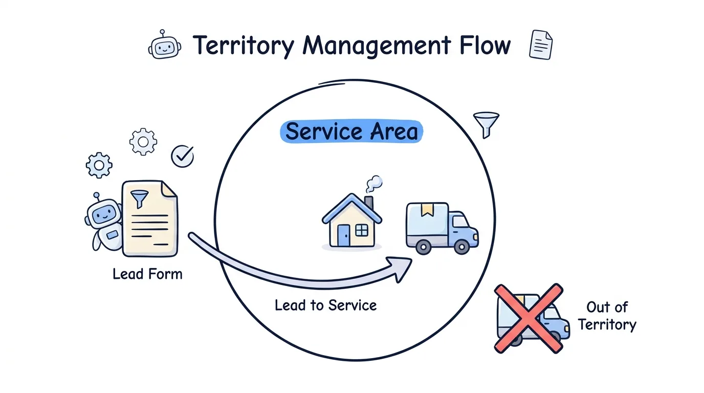 Home services pay per lead agency ZIP-code territory routing shown in a napkin diagram
