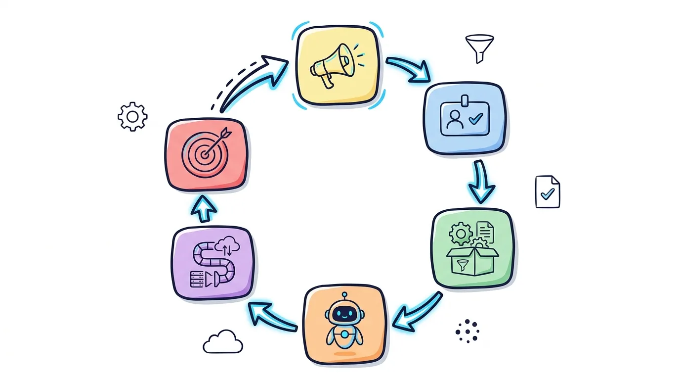 Meta CAPI feedback loop as a six-step circle