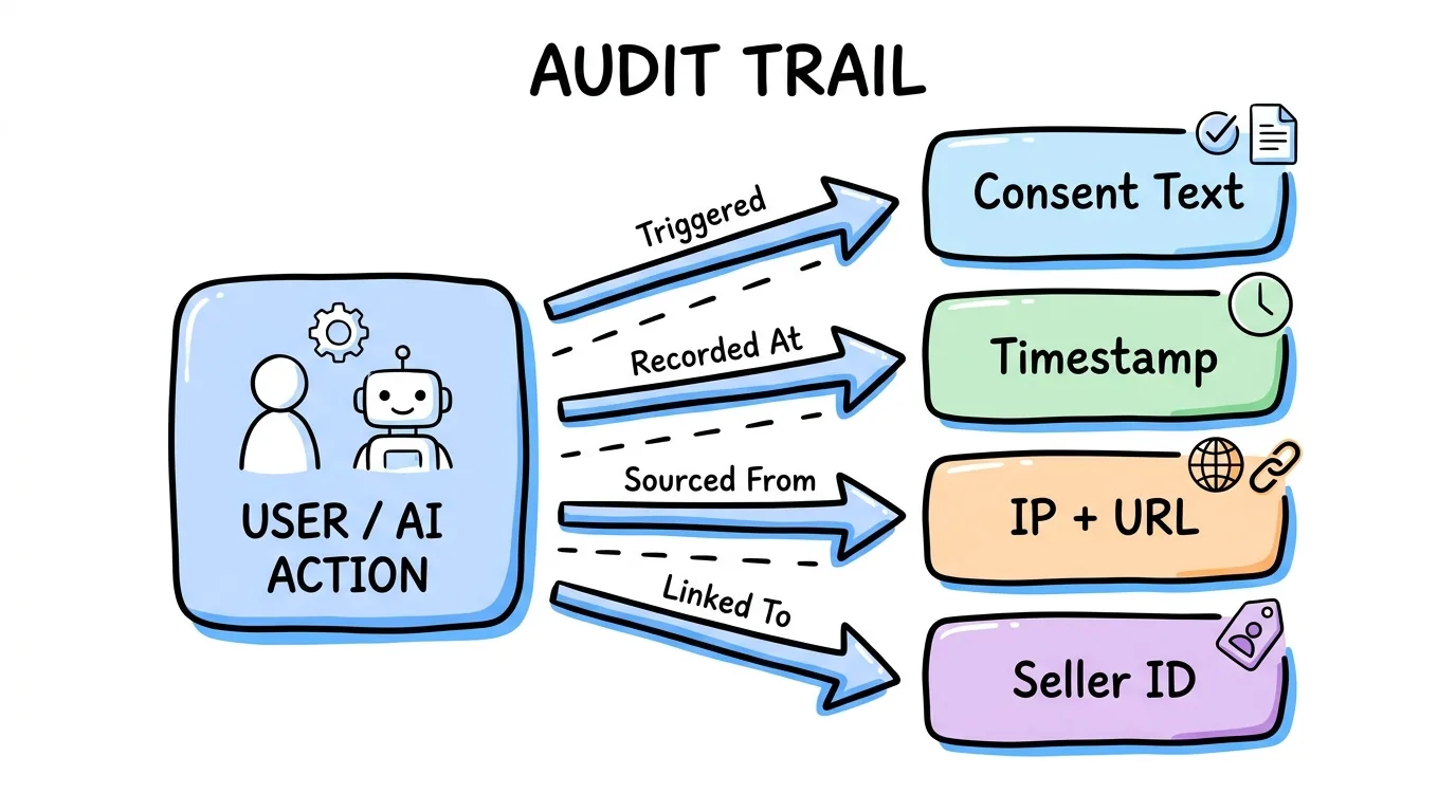 tcpa consent audit trail shown through four captured fields on every lead