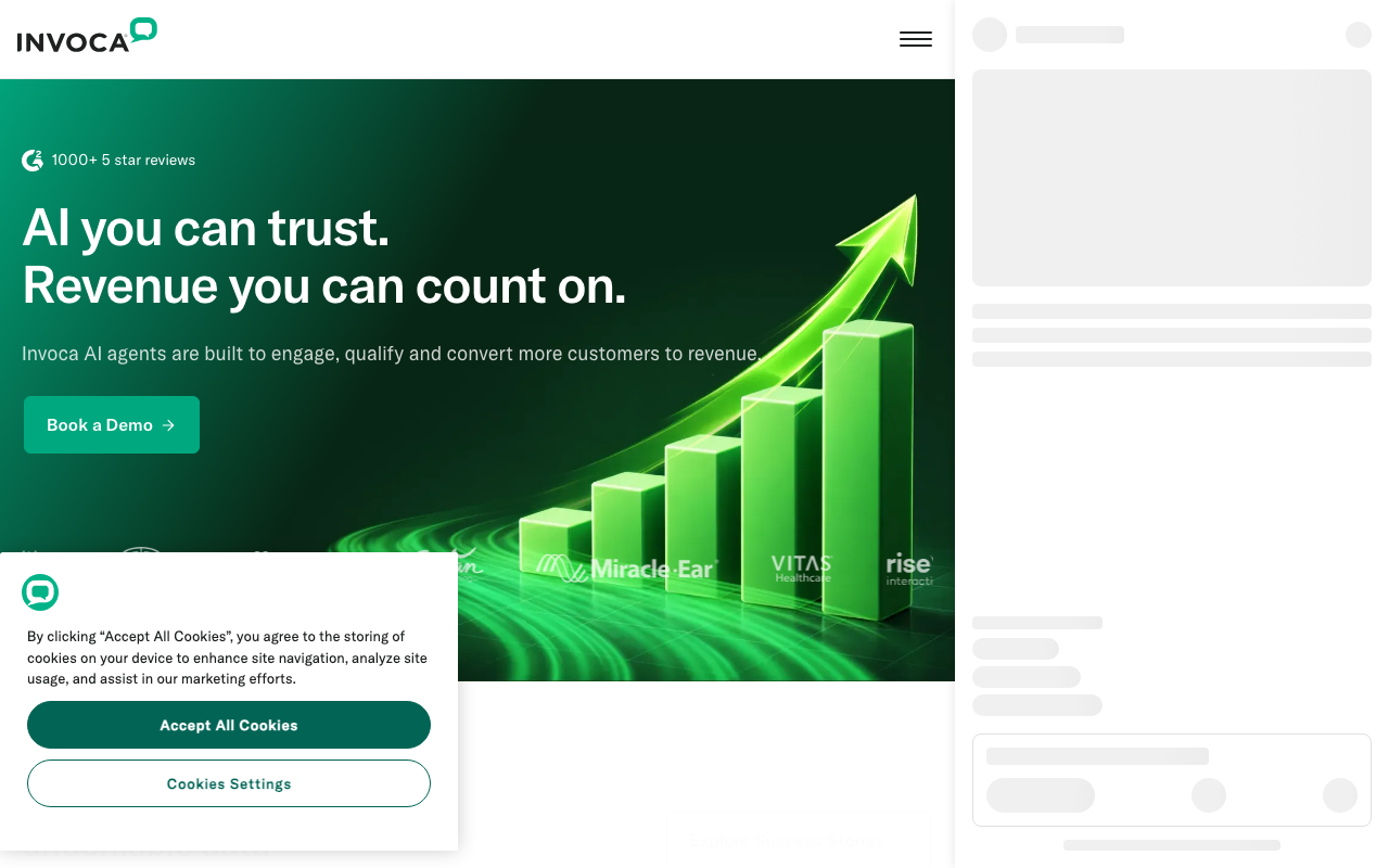 Invoca homepage, AI-powered call tracking and conversation intelligence platform